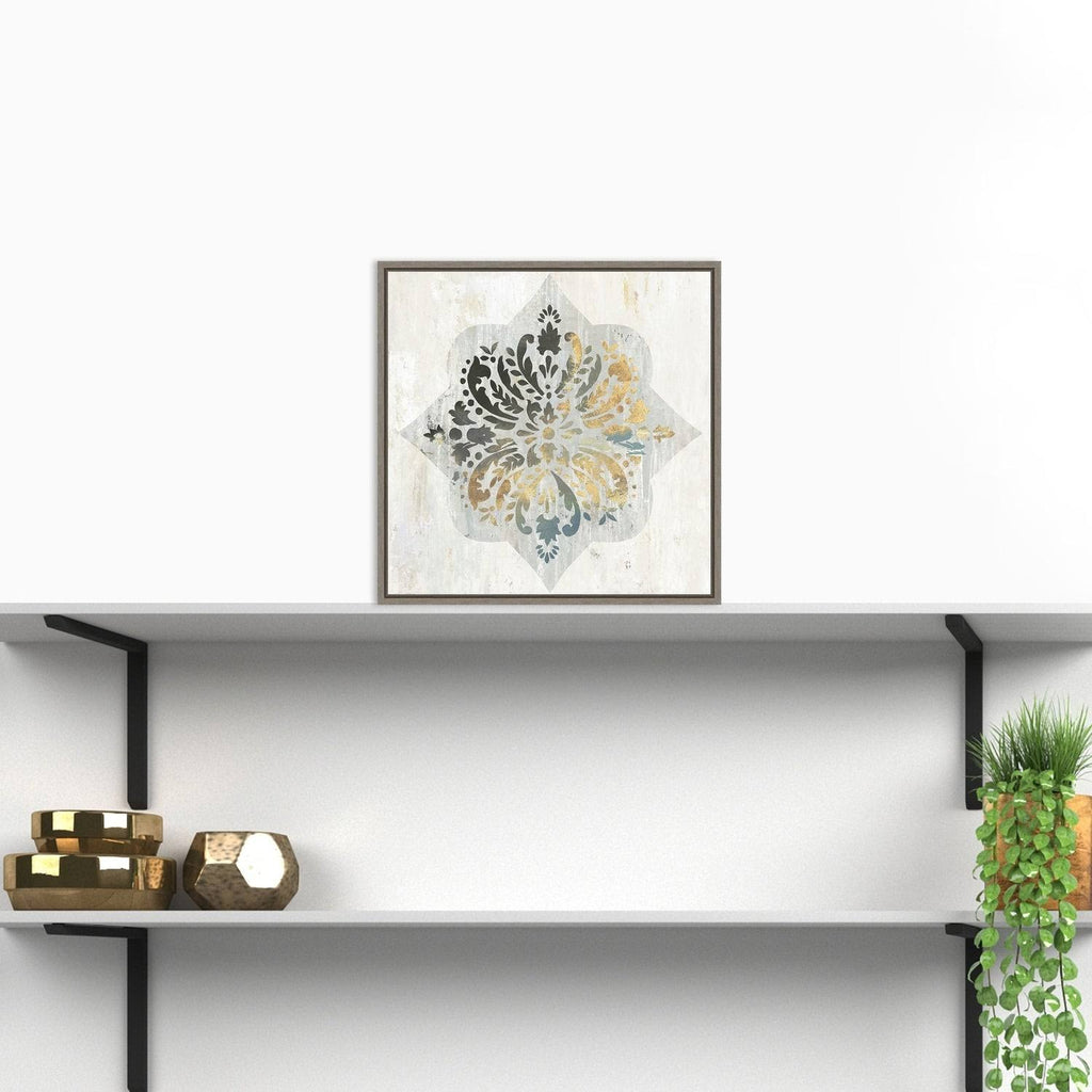 Blue Medallion 16 x 16-inch Framed Canvas Art X121