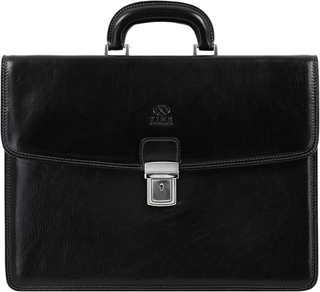 Brown Full Grain Leather Laptop Briefcase E532755