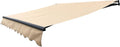Red/White Stripes Retractable Motorized Patio Awning D509785