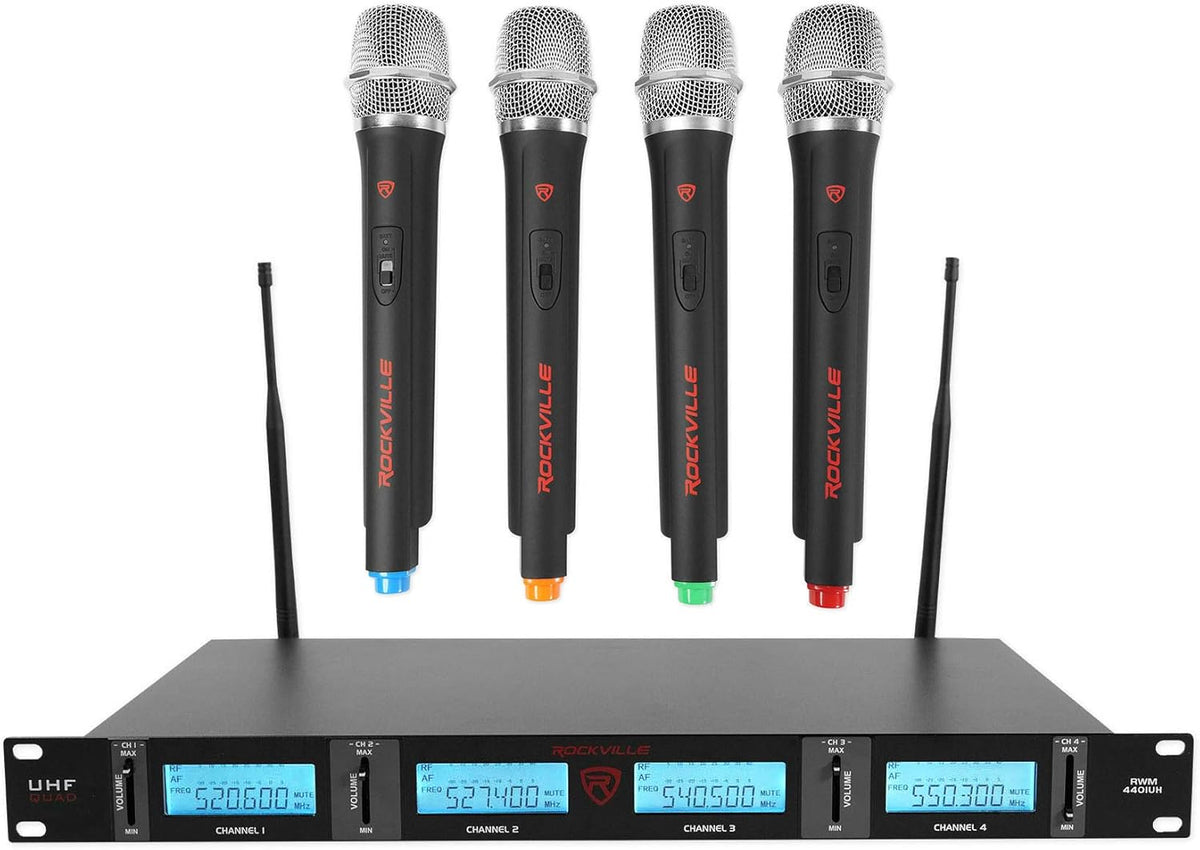 Quad Wireless UHF Handheld/Headset Microphone System 20 Channel N8769