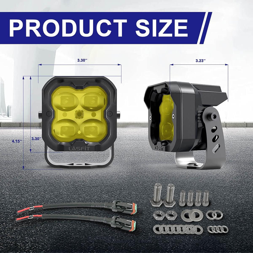Yellow 3 inch SAE Fog Lights 36W LED Pods Lights, Pair M60005