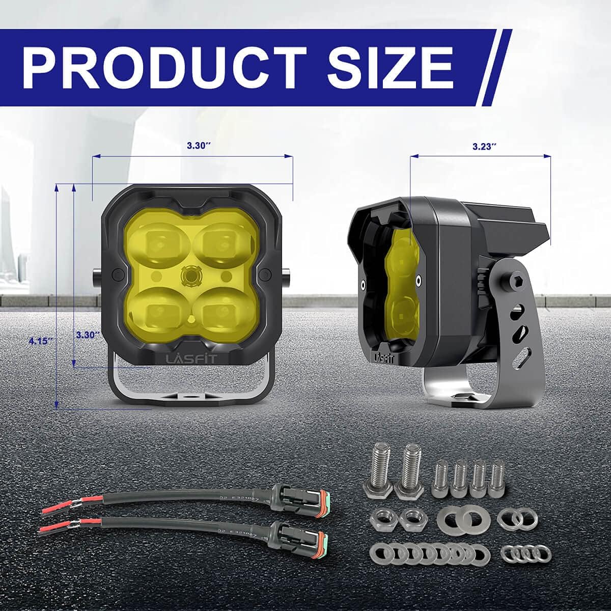 Yellow 3 inch SAE Fog Lights 36W LED Pods Lights, Pair M60005