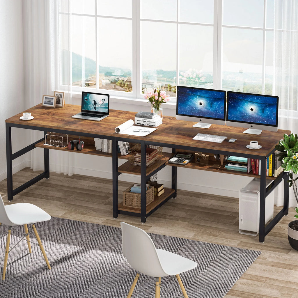 78.7 Two Person Desk with Bookshelf U959448