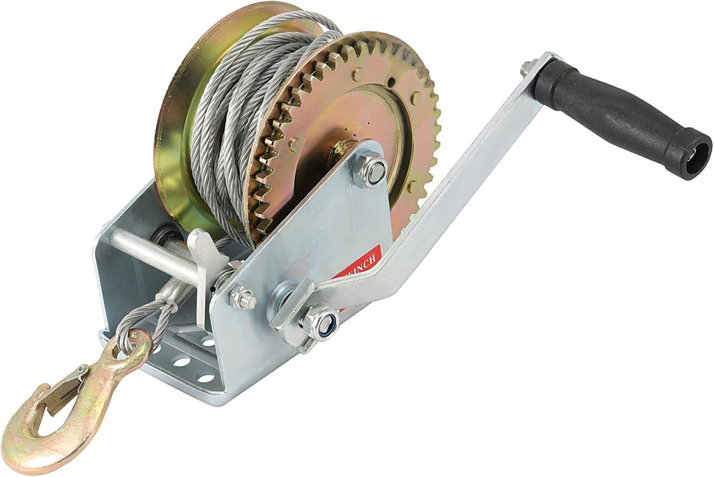1600lbs Capacity Heavy Duty Hand Winch with 49FT Steel Cable, Pack of 2 C922