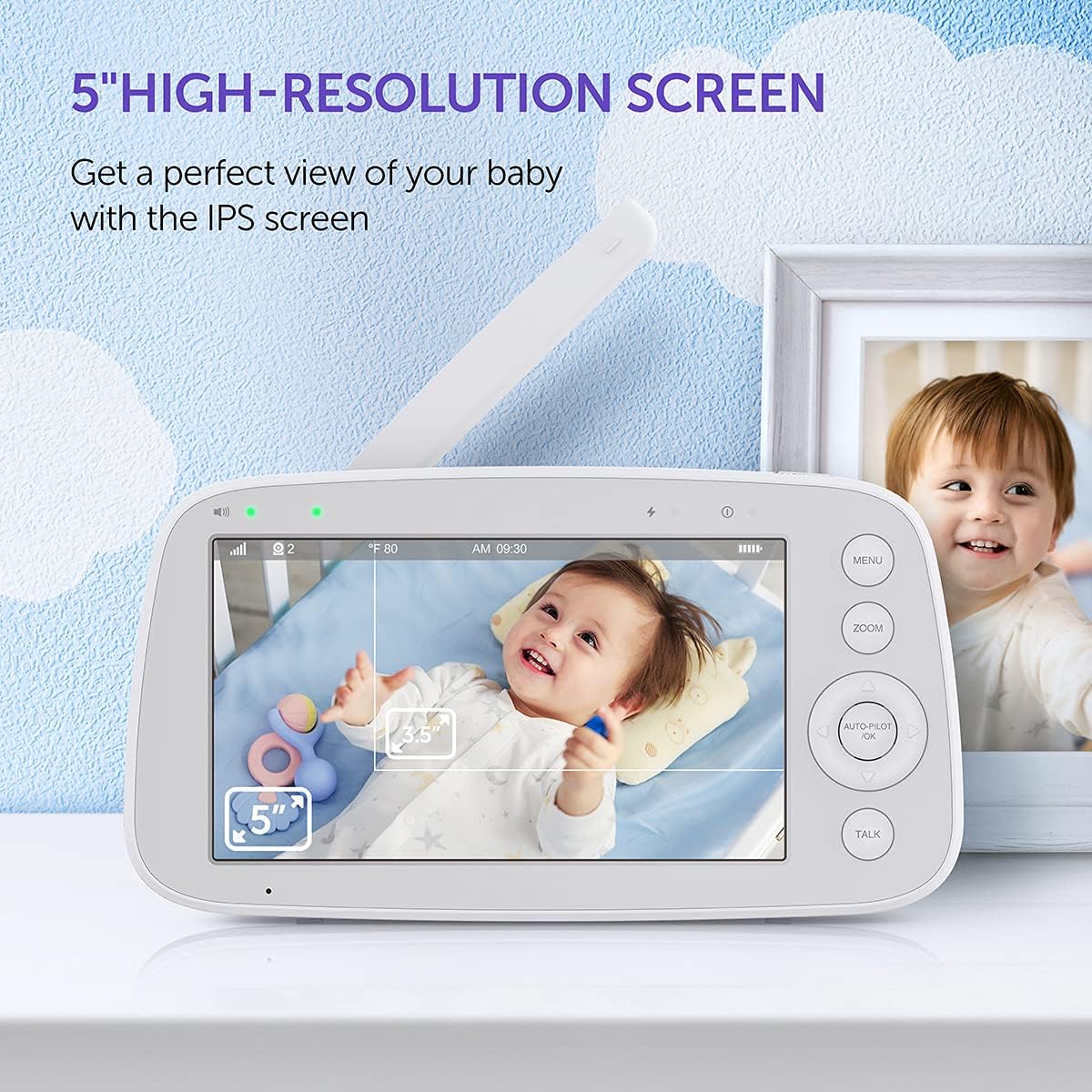 5 720P Video Baby Monitor with Pan-Tilt-Zoom Camera S31421