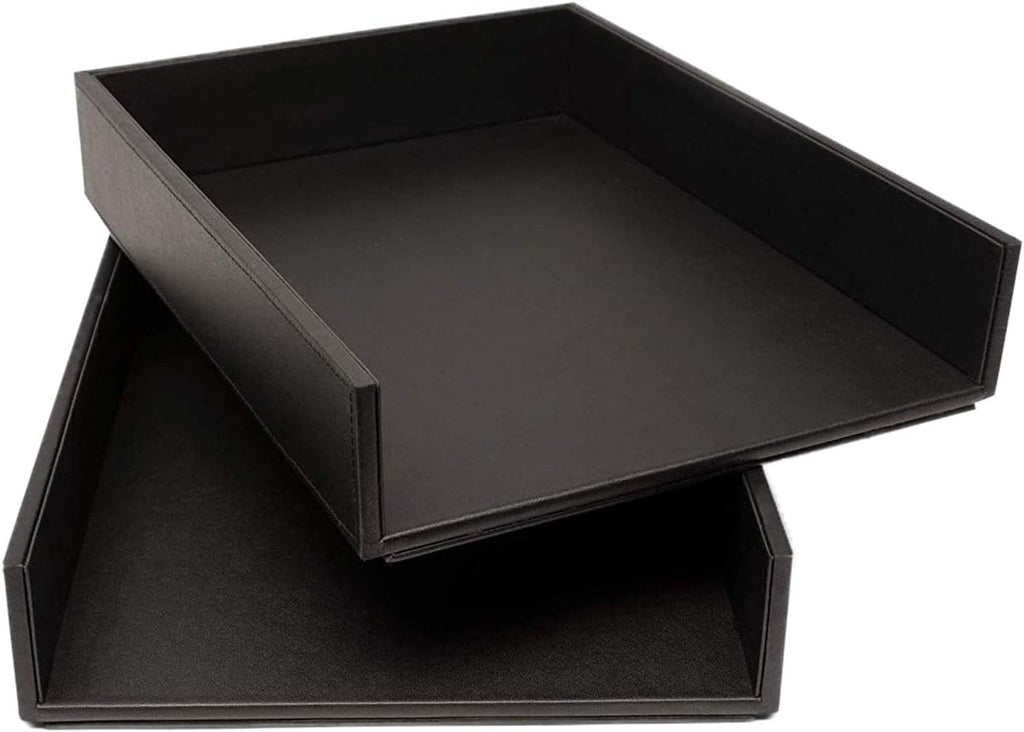 Stackable Leatherette Paper Trays Desk Organizer K132