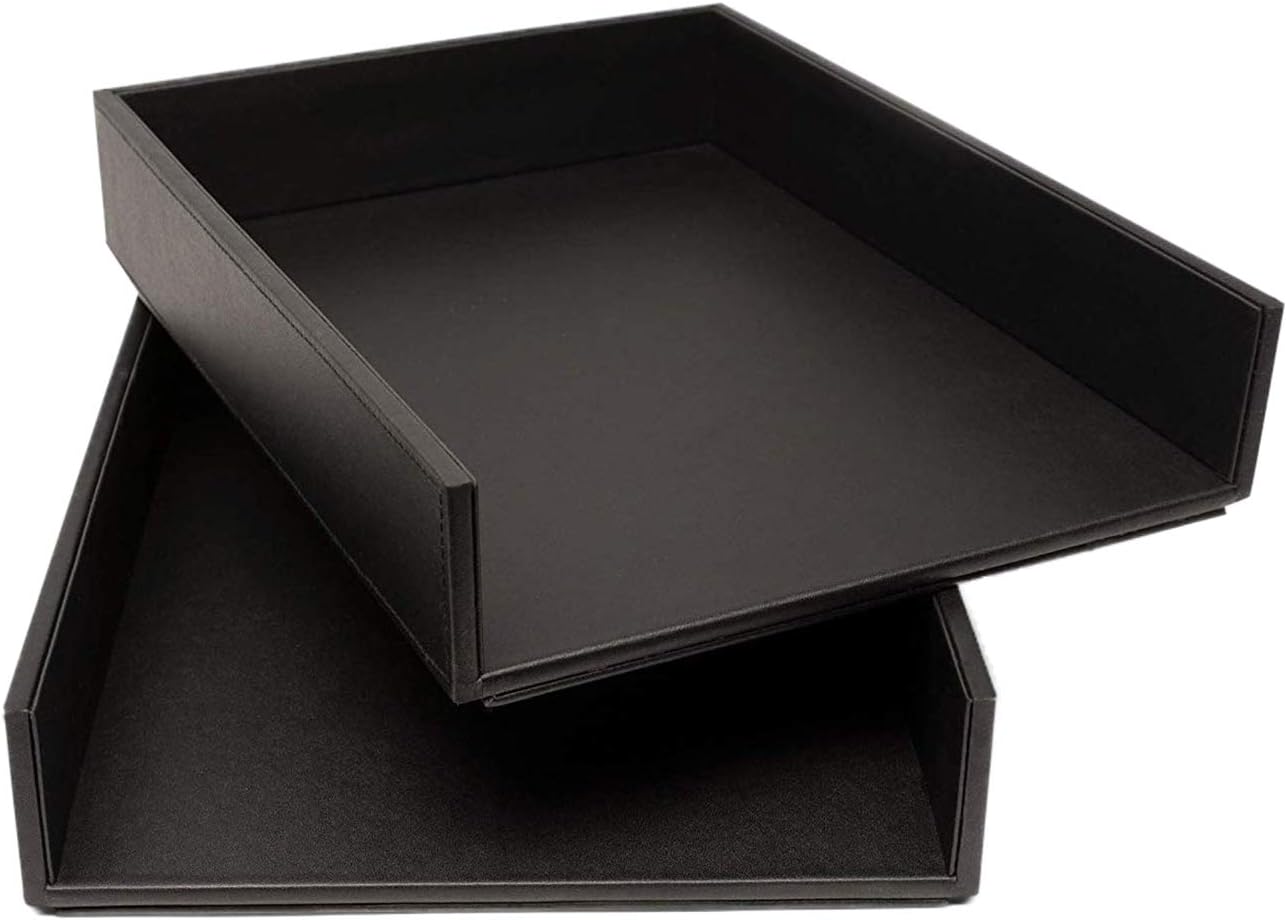 Stackable Leatherette Paper Trays Desk Organizer K132