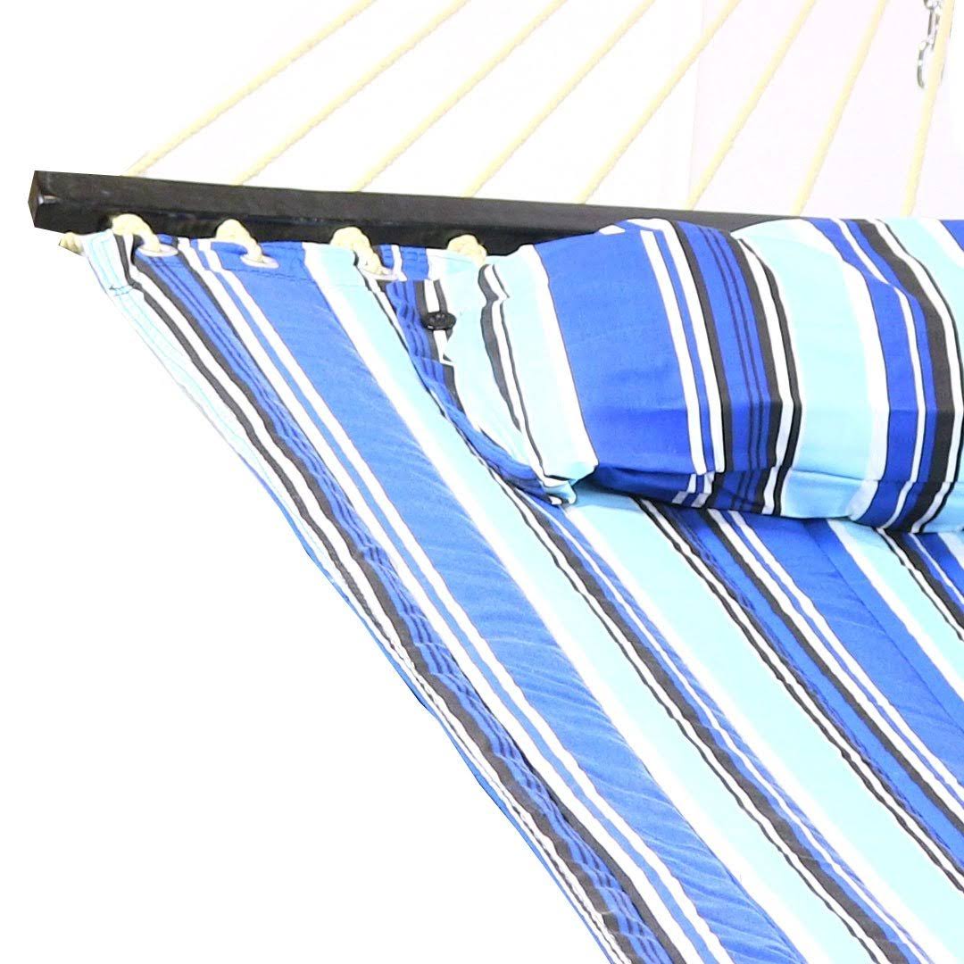 2-Person Quilted Fabric Spreader Bar Hammock and Pillow R498
