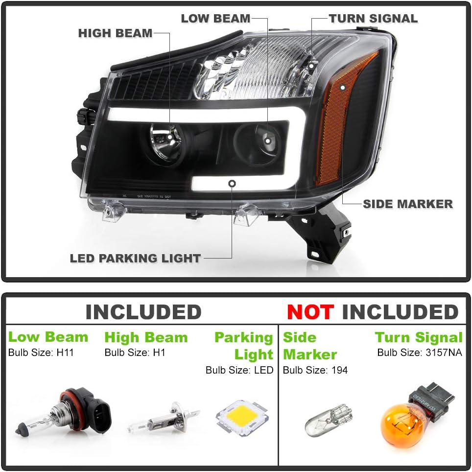 Black Housing LED Projector Headlights Pair E545245