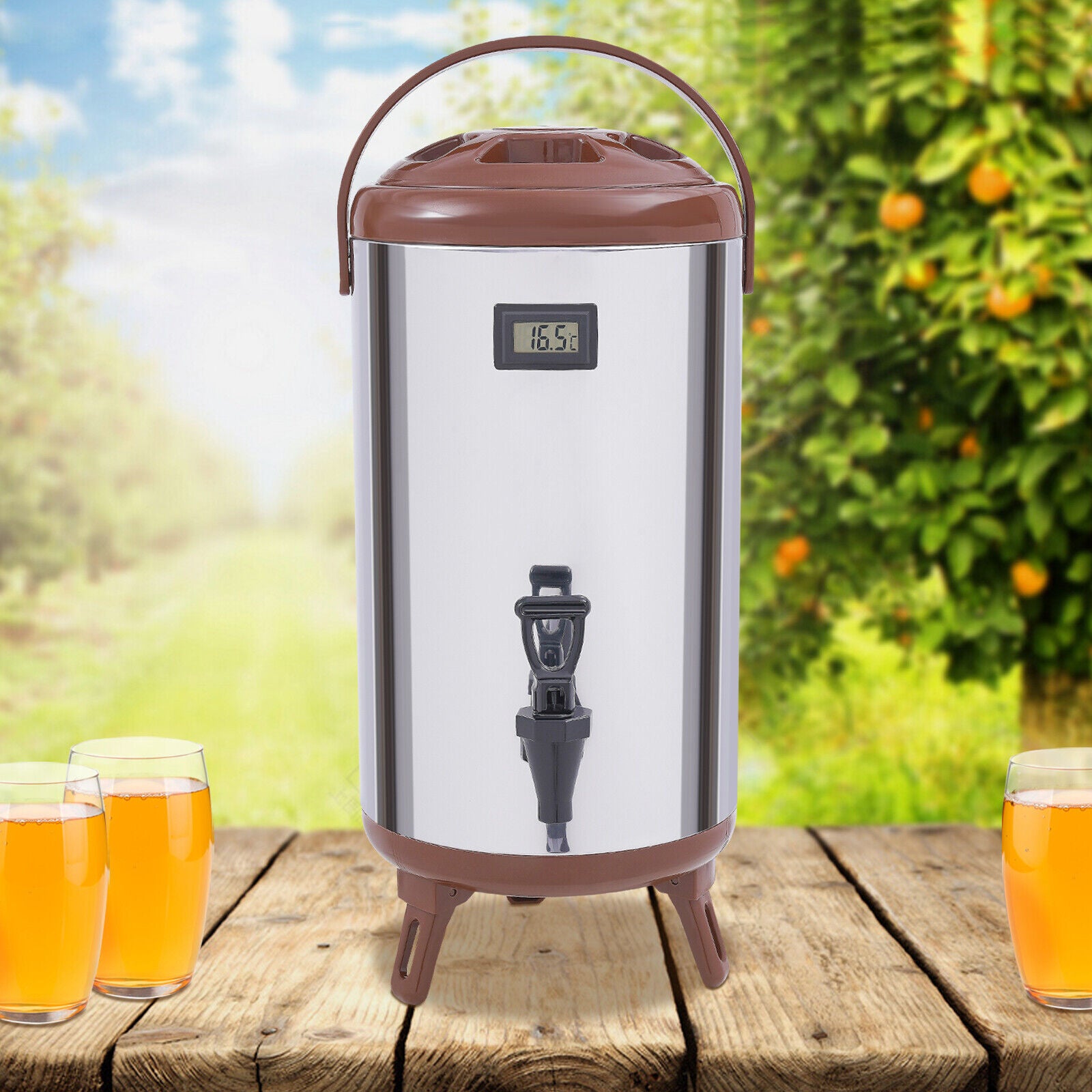 12L Stainless Steel Insulated Beverage Dispenser with Spigot E563334