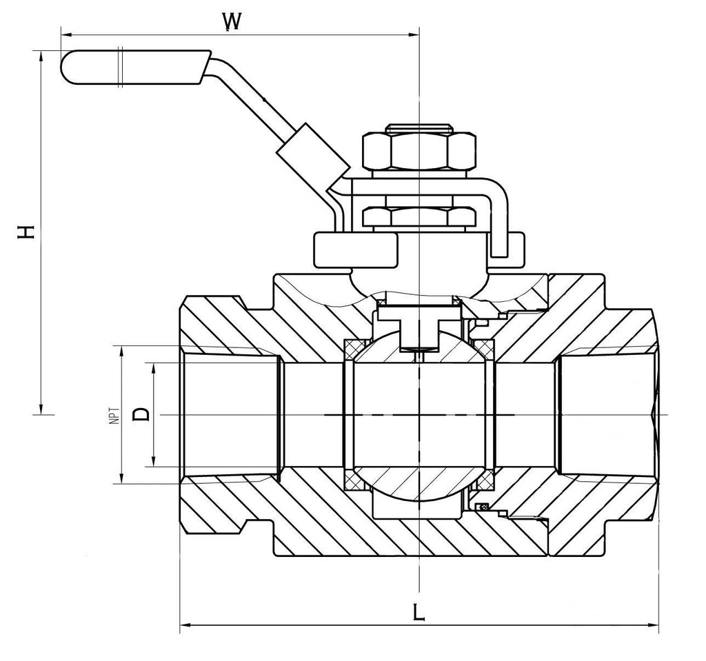 1-1/2x22 NPT Stainless Steel Full Port Ball Valve I165306