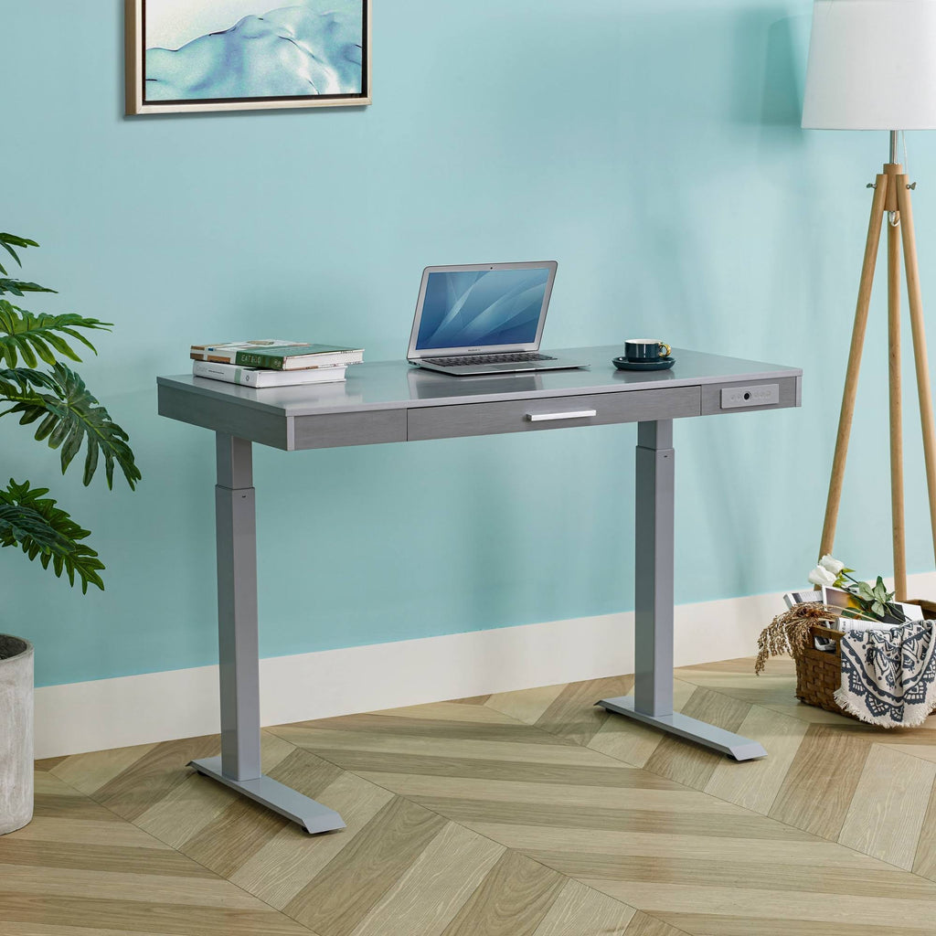 Rectangular Gray Standing Desk with Adjustable Height T8599