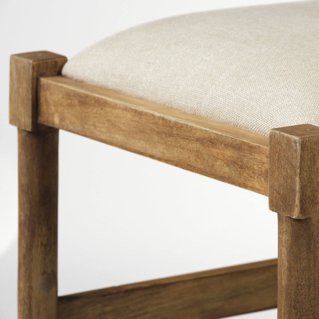 Cream Upholstered Seat Brown Wood Base Stool M56633