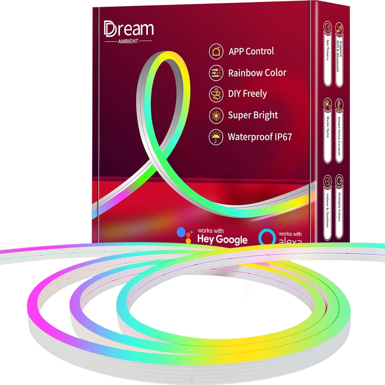 10FT LED Neon Rope Lights, 16 Million Colors, Pack of 2 O312