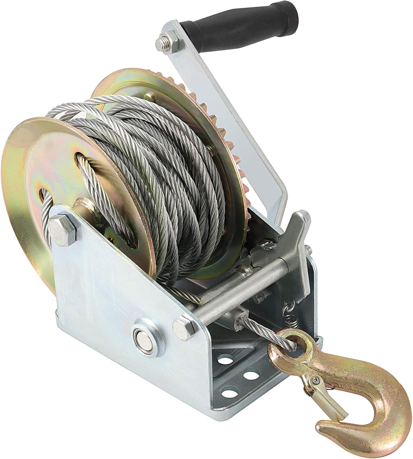 1600lbs Capacity Heavy Duty Hand Winch with 49FT Steel Cable, Pack of 2 C922