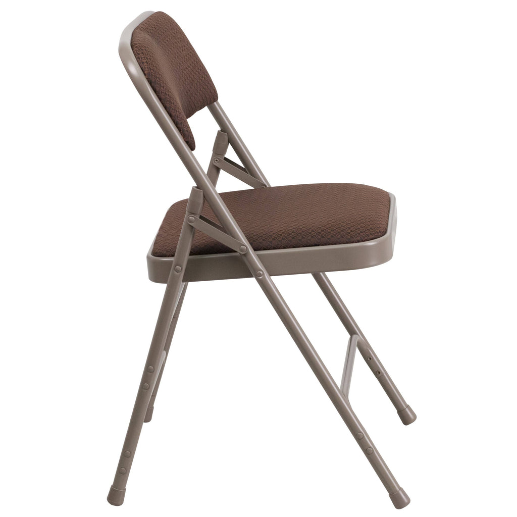 2 Pack Fabric Metal Folding Chair - Brown Patterned Y3875
