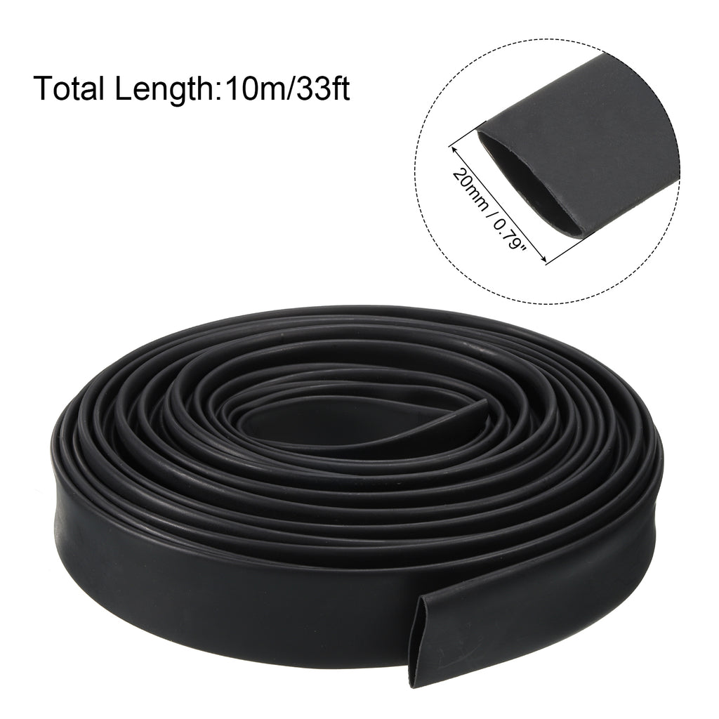 20mm Dia 33ft 4:1 Dual Wall Adhesive Lined Waterproof Heat Shrink Tubing Black F552