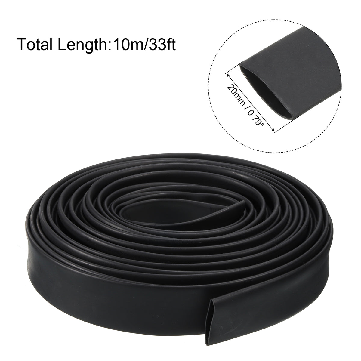 20mm Dia 33ft 4:1 Dual Wall Adhesive Lined Waterproof Heat Shrink Tubing Black F552