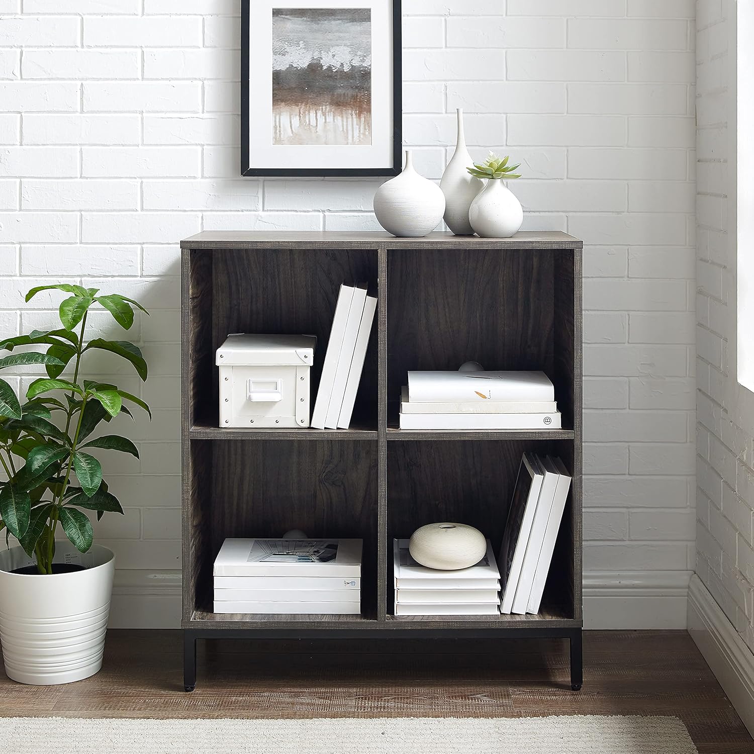 Brown Ash Record Storage Cube Bookcase B349242