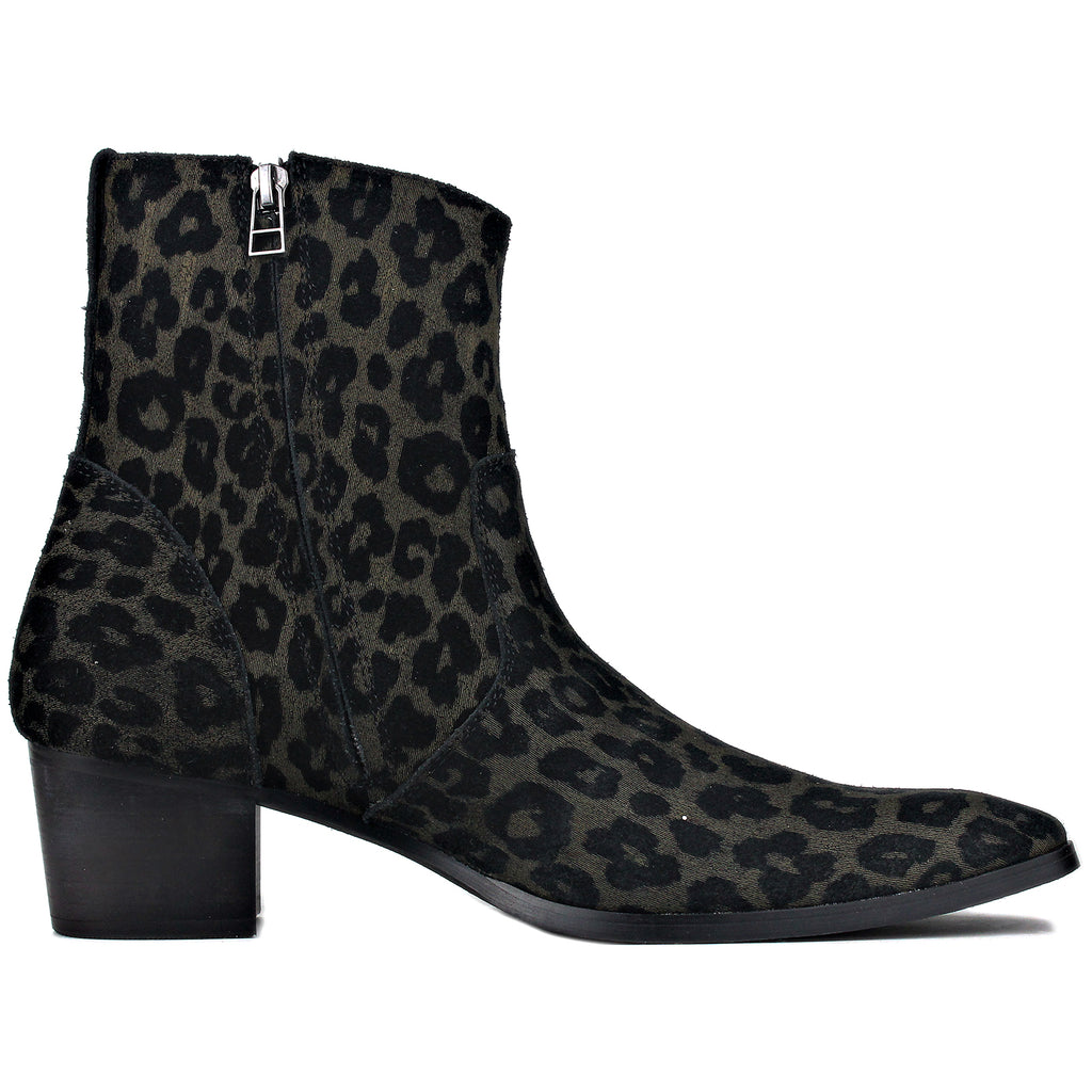Chelsea Pony Hair Leopard Boots for Men D9317
