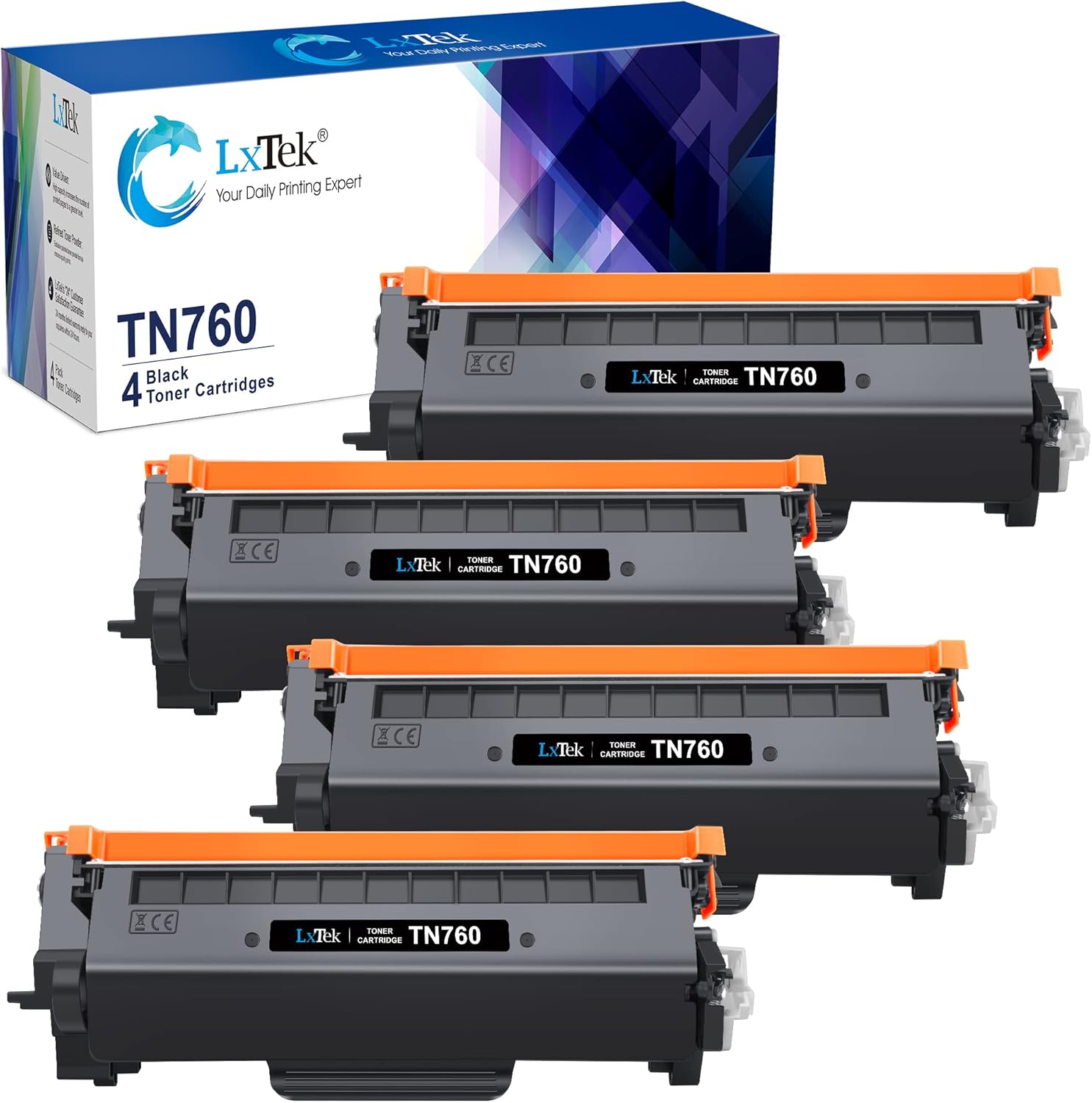 Compatible Toner Cartridge Replacement for Brother TN760 TN730 (Black, 4 Pack) M777