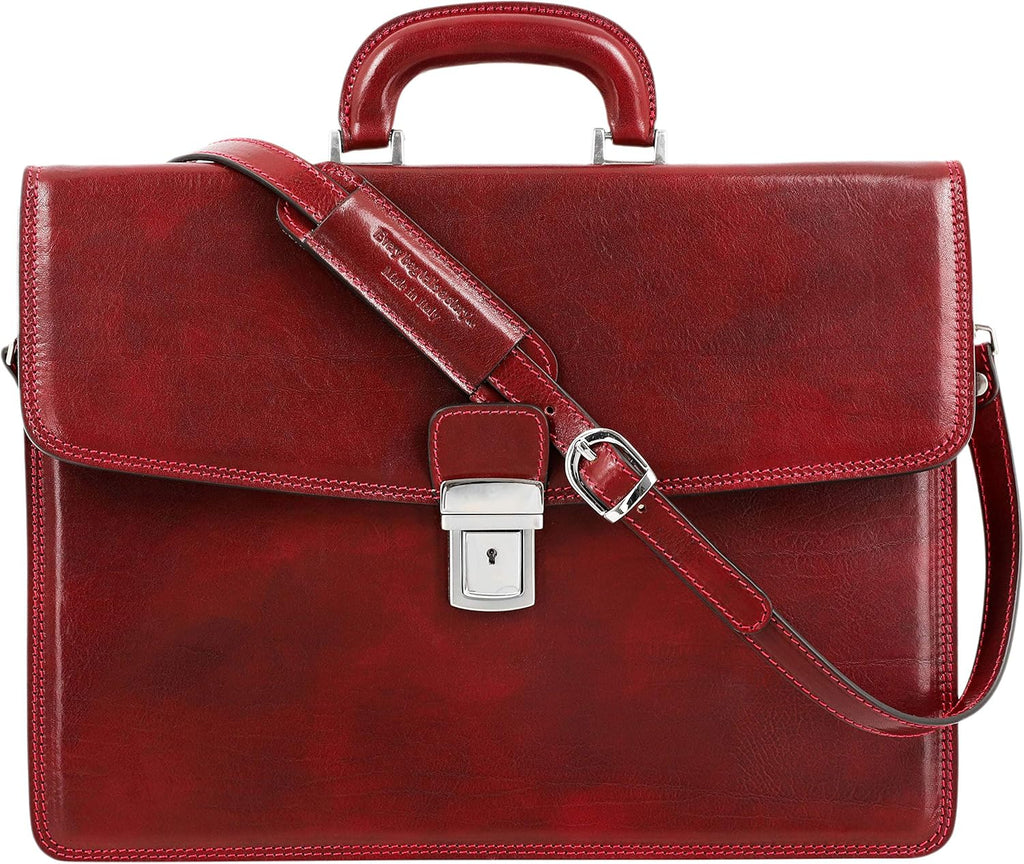 Brown Full Grain Leather Laptop Briefcase E532755