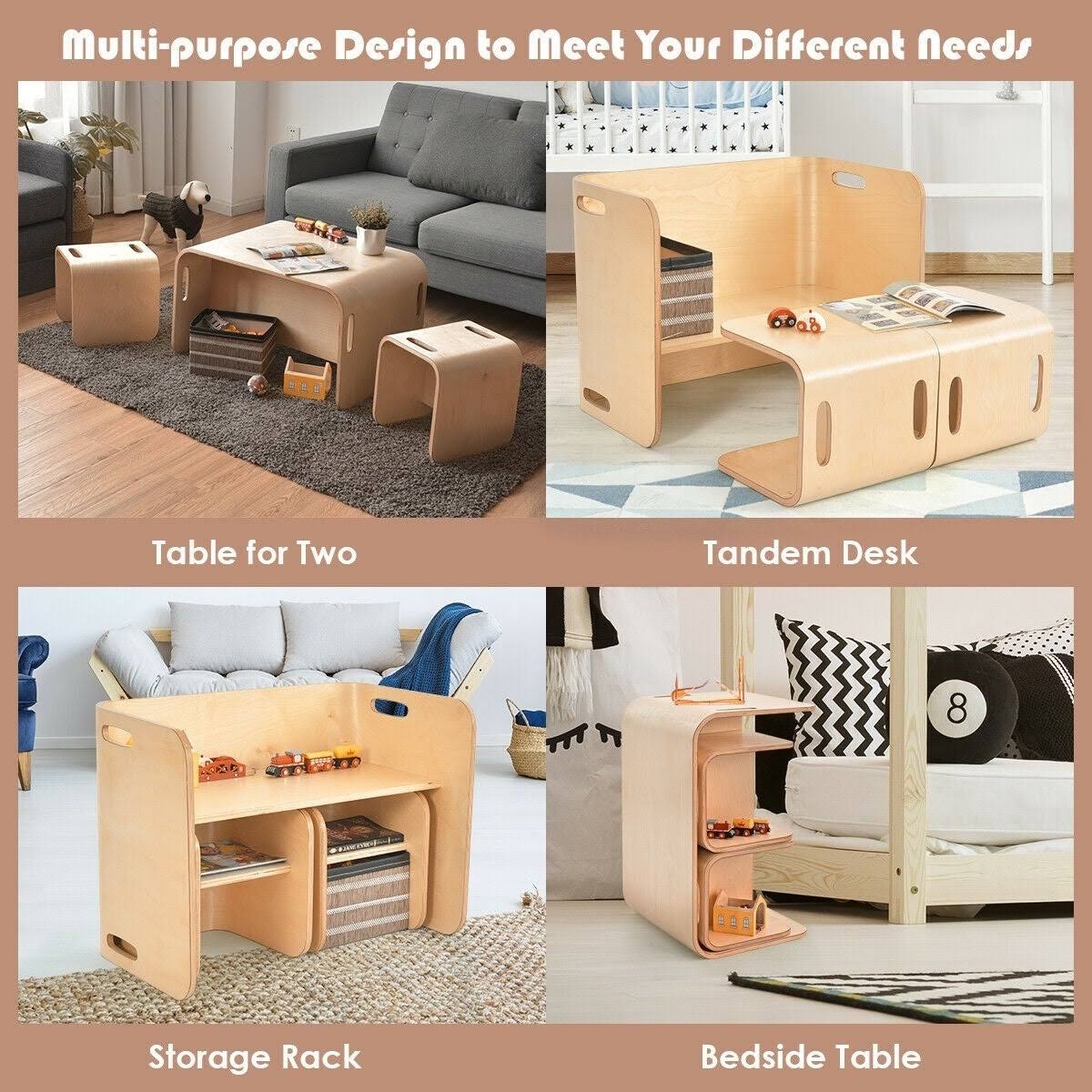 3 Piece Kids Wooden Table and Chair Set Q303