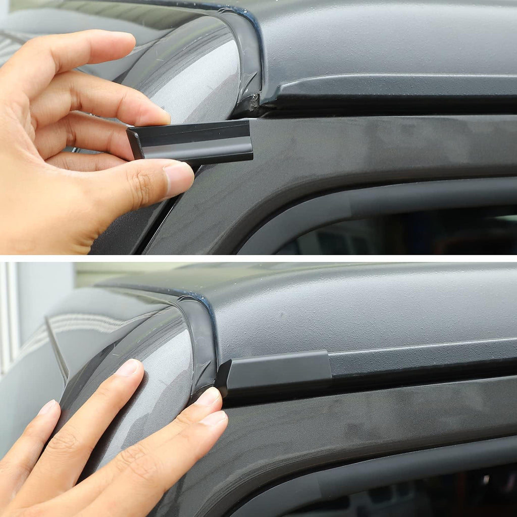 Black ABS Rain Gutter Deflector for Jeep Wrangler JL JLU & Gladiator JT, 1 Pair C229