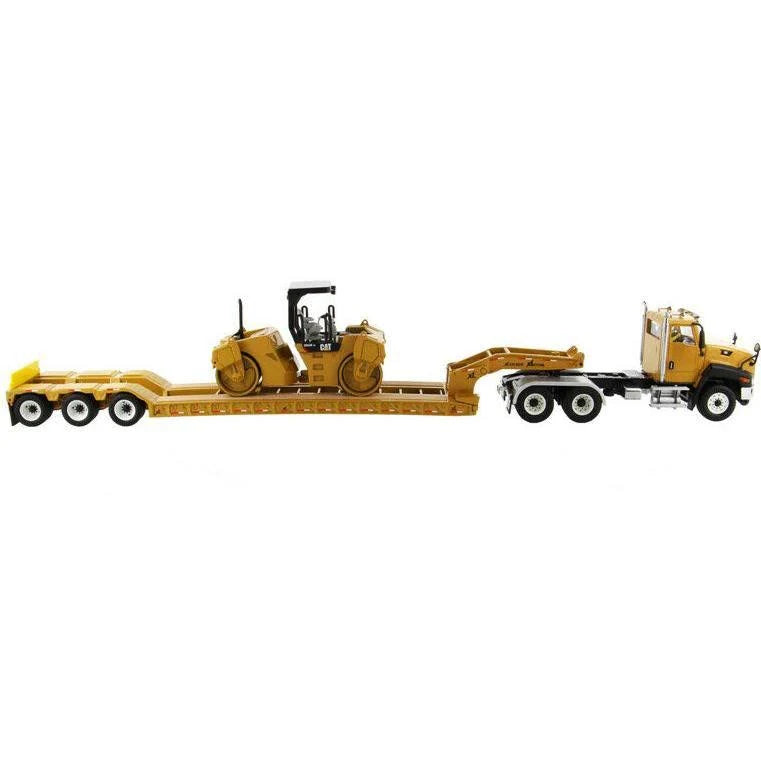 Cat Caterpillar CT660 Day Cab w/Lowboy Trailer u0026 CB-534D XW Vibratory Asphalt Compactor 2 PC Set 1/50 K621784