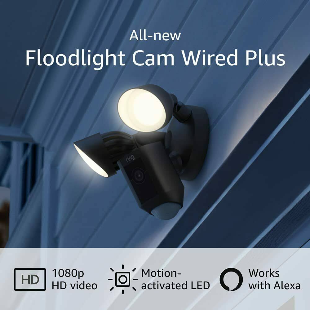 Black Floodlight Cam Wired Plus L32376