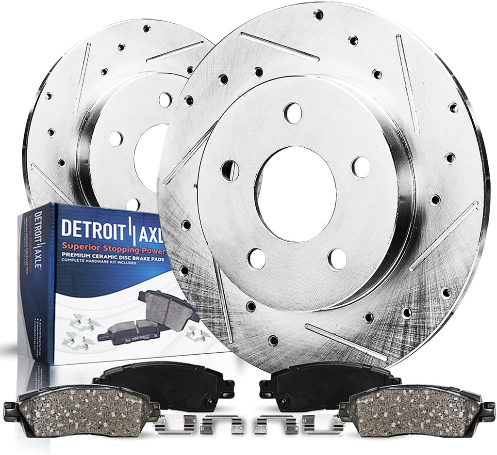 282mm 4pc Front Rear Drilled & Slotted Brake Rotors A340