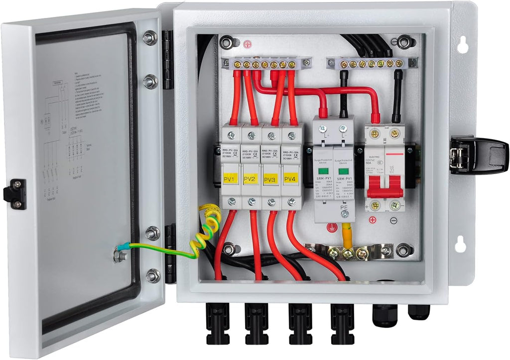 6 String Solar Combiner Box with 15A Fuse, Surge Protective Device, 63A Circuit Breaker P8708