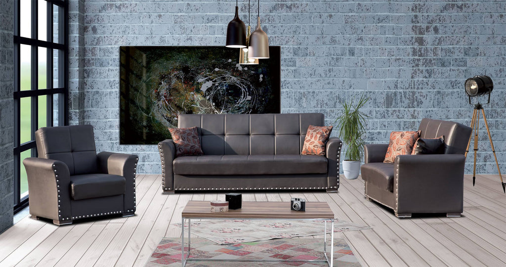 Brown PU Leather Sofa Bed Q5109