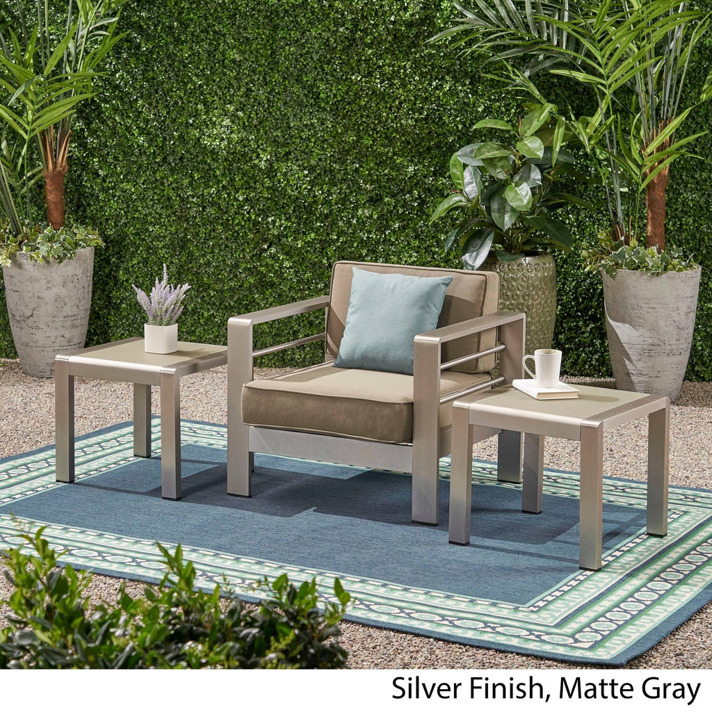 White Finish Matte White Aluminum Side Table (Set of 2) S643