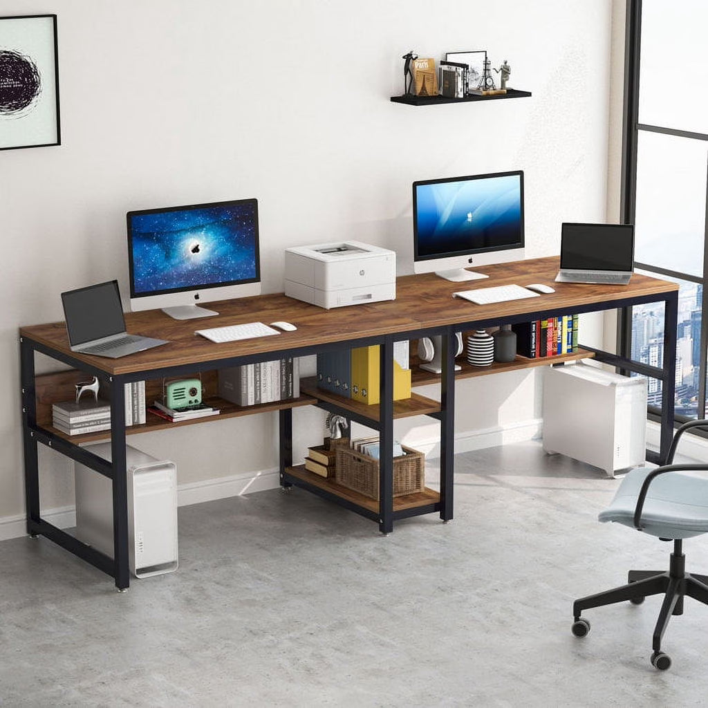 78.7 Two Person Desk with Bookshelf U959448