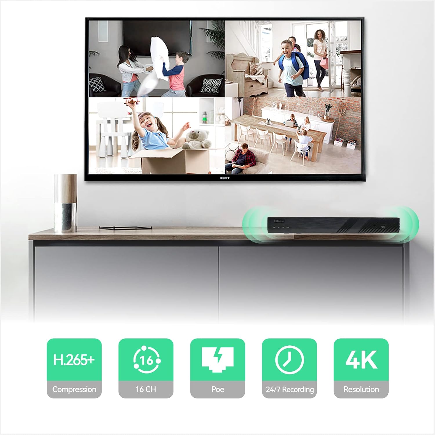 16-Channel 4K POE IP Security Camera System with 5MP POE IP Dome Camera I815