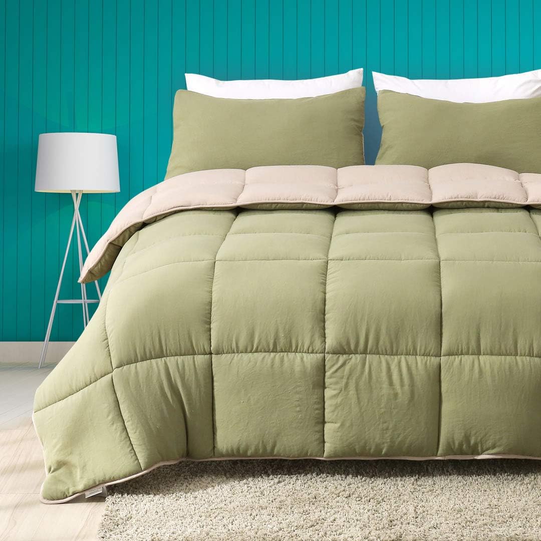 Full/Queen Size Navy Blue/Light Grey Reversible Down Alternative Comforter Q4143
