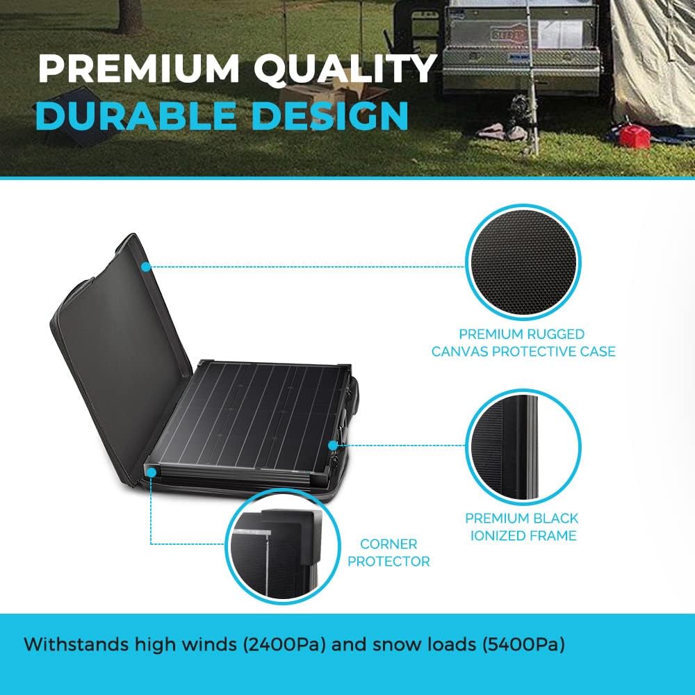 100 Watt 12 Volt Monocrystalline Foldable 2Pcs 50W Solar Panel Suitcase with Waterproof 20A Charger Controller O55050