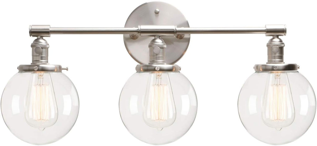 Black 3 Light Wall Sconce Light Fixture with Round Glass Canopy H3874