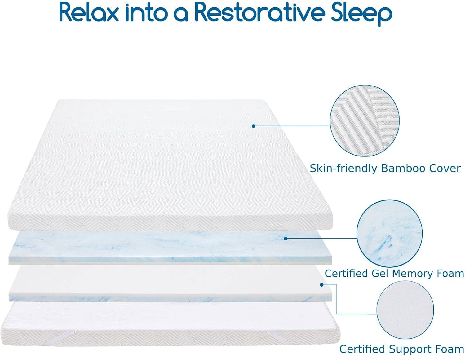 Twin 4 Inch Trifold Gel Memory Foam Mattress Topper with Breathable Cover H214325