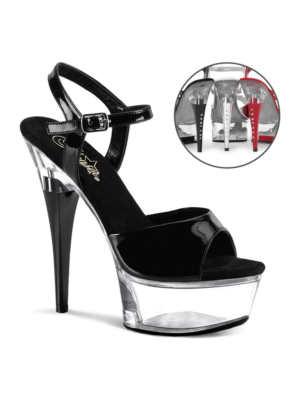 Black Patent Clear Platform Heels H522