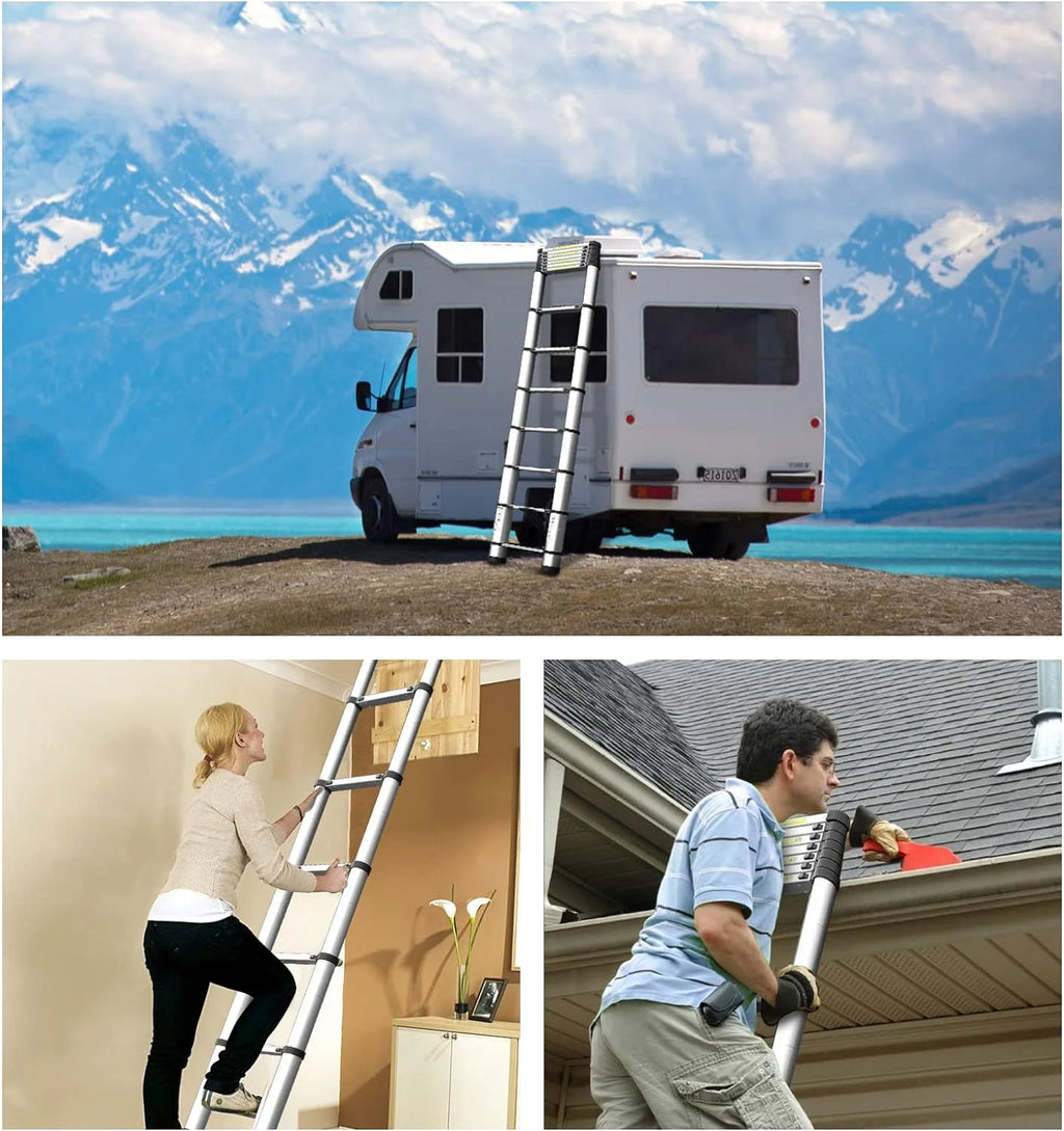 Telescoping Ladder 16.5FT Aluminum Alloy Folding Ladder, 330 lbs Load O88041