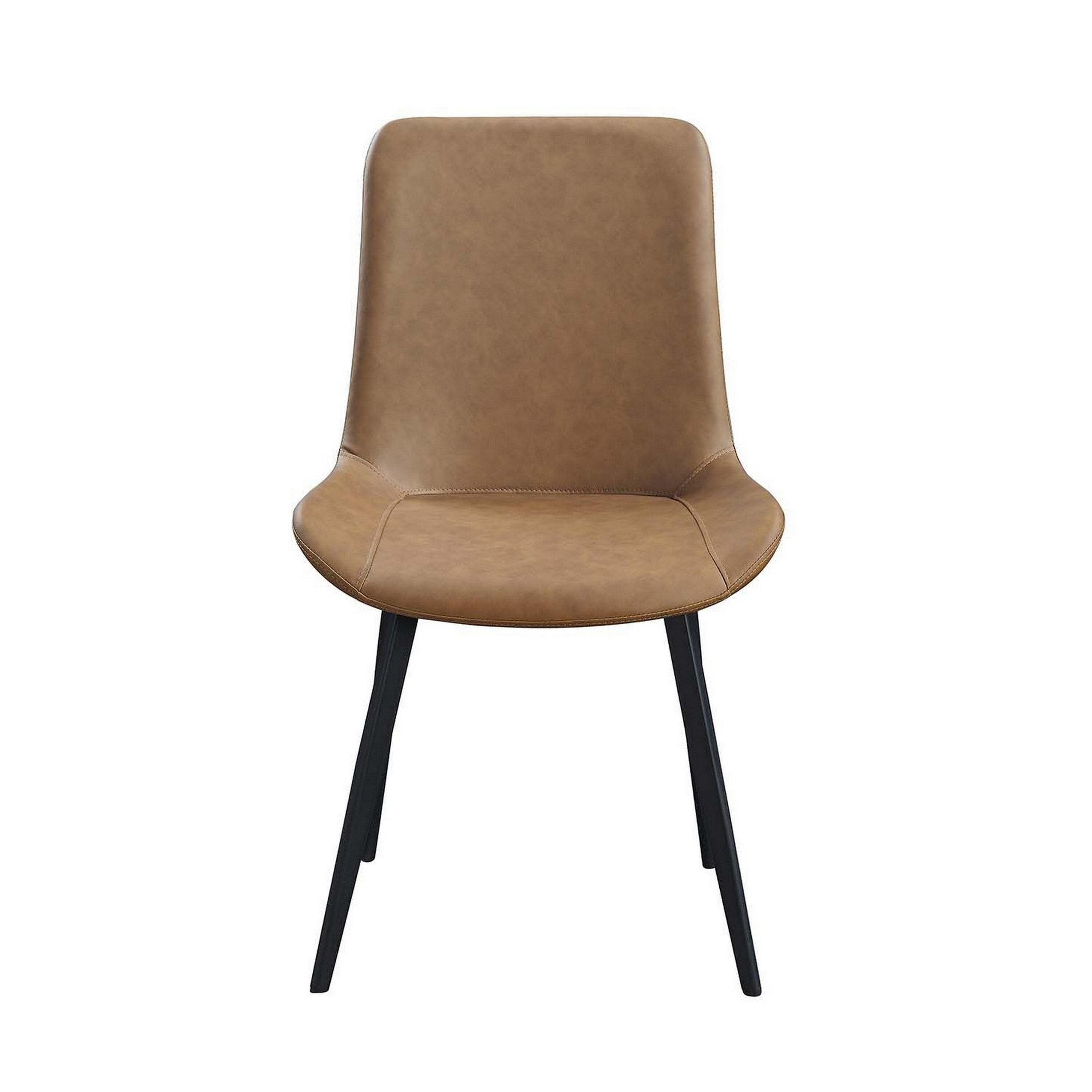 Tan Brown Vegan Leather Dining Chair, Set of 2 X748928