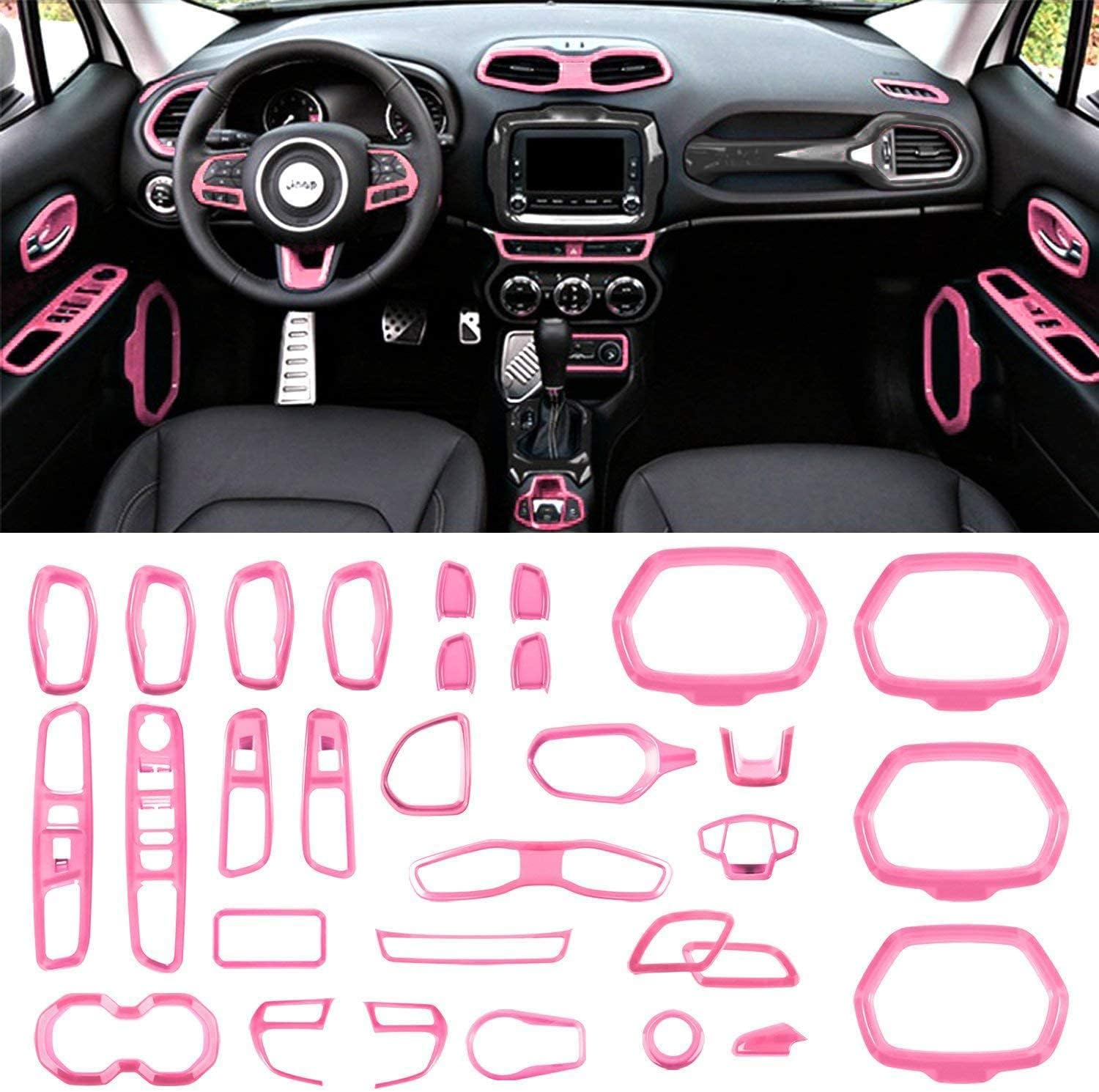 31 Pcs Car Interior Accessories Red Trim Cover X667215