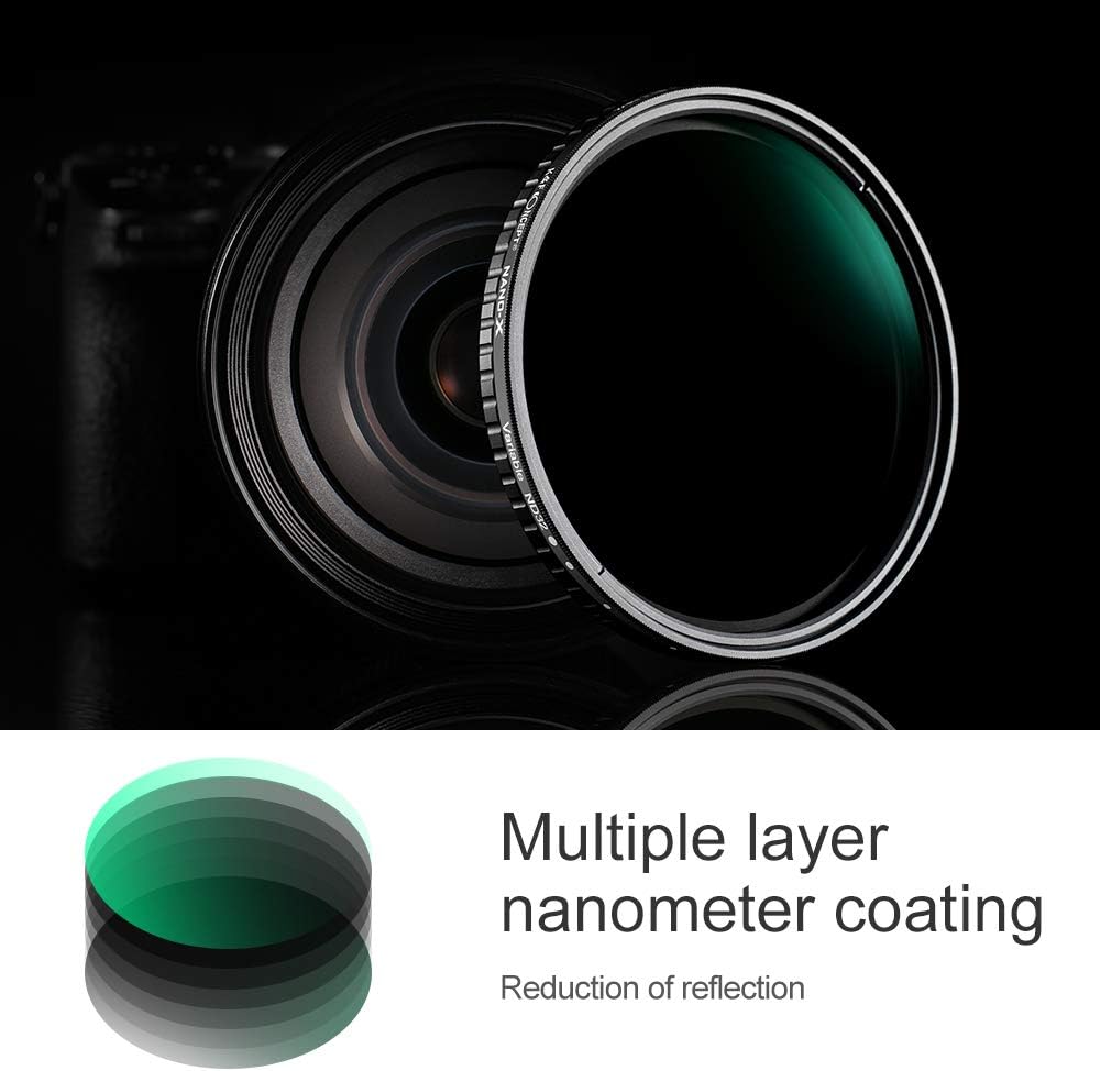 58mm Variable ND Filter ND2-ND32 Camera Lens Filter, 28 Multi-Layer Coatings, Pack of 2 J905