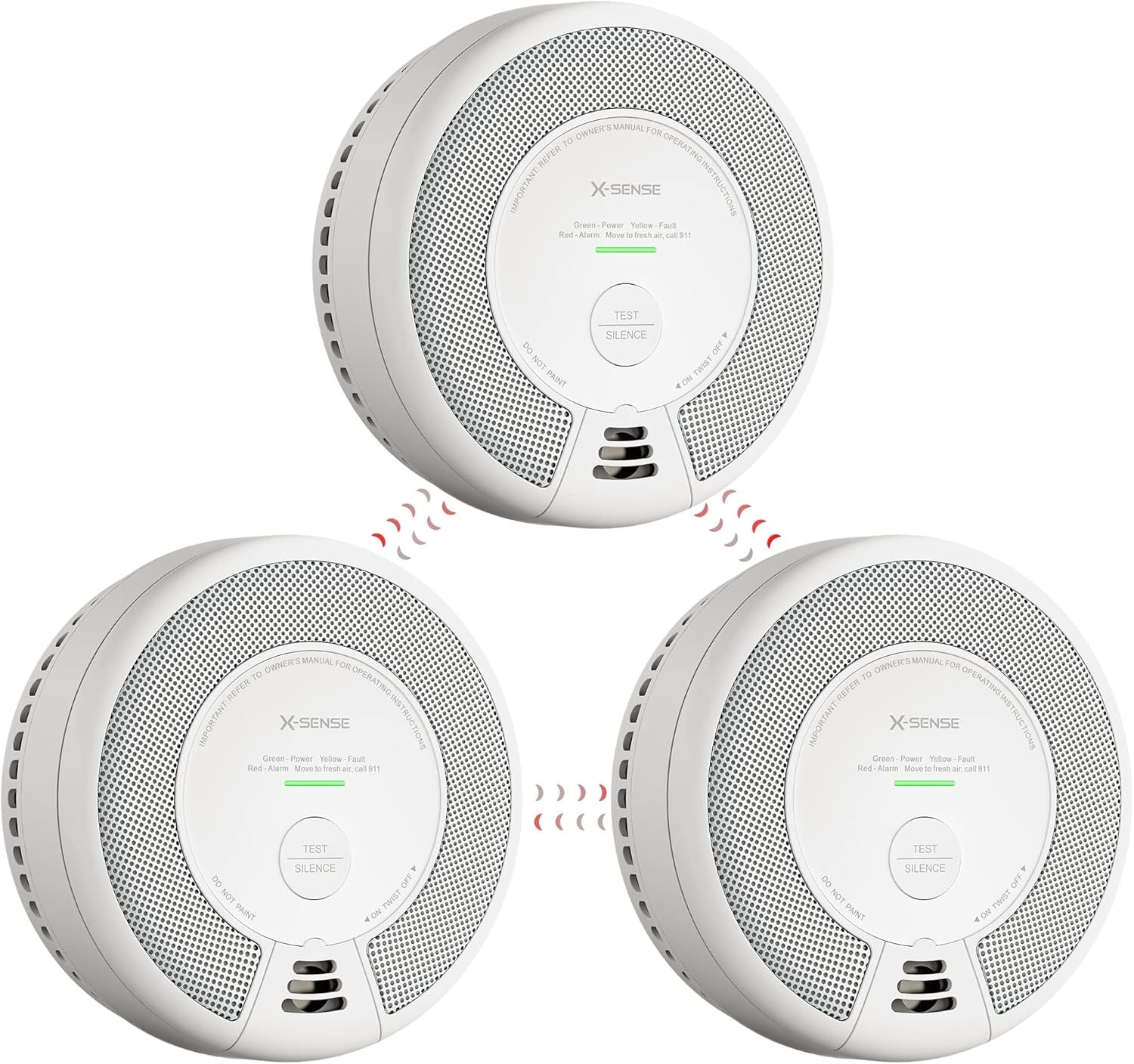 Wireless Interconnected Smoke and Carbon Monoxide Detector, 10-Year Battery, Pack of 3 S13551