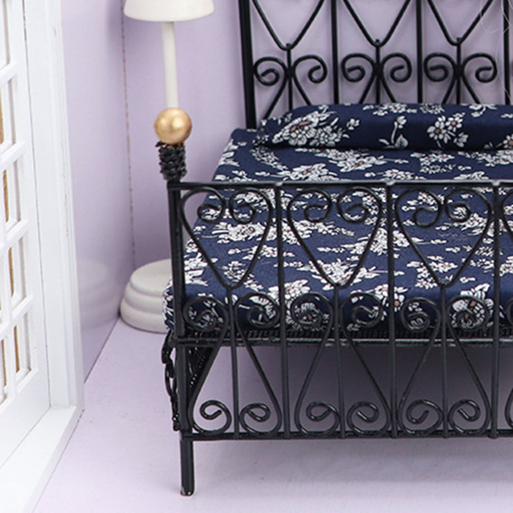 Compact Metal Dollhouse Bed P742