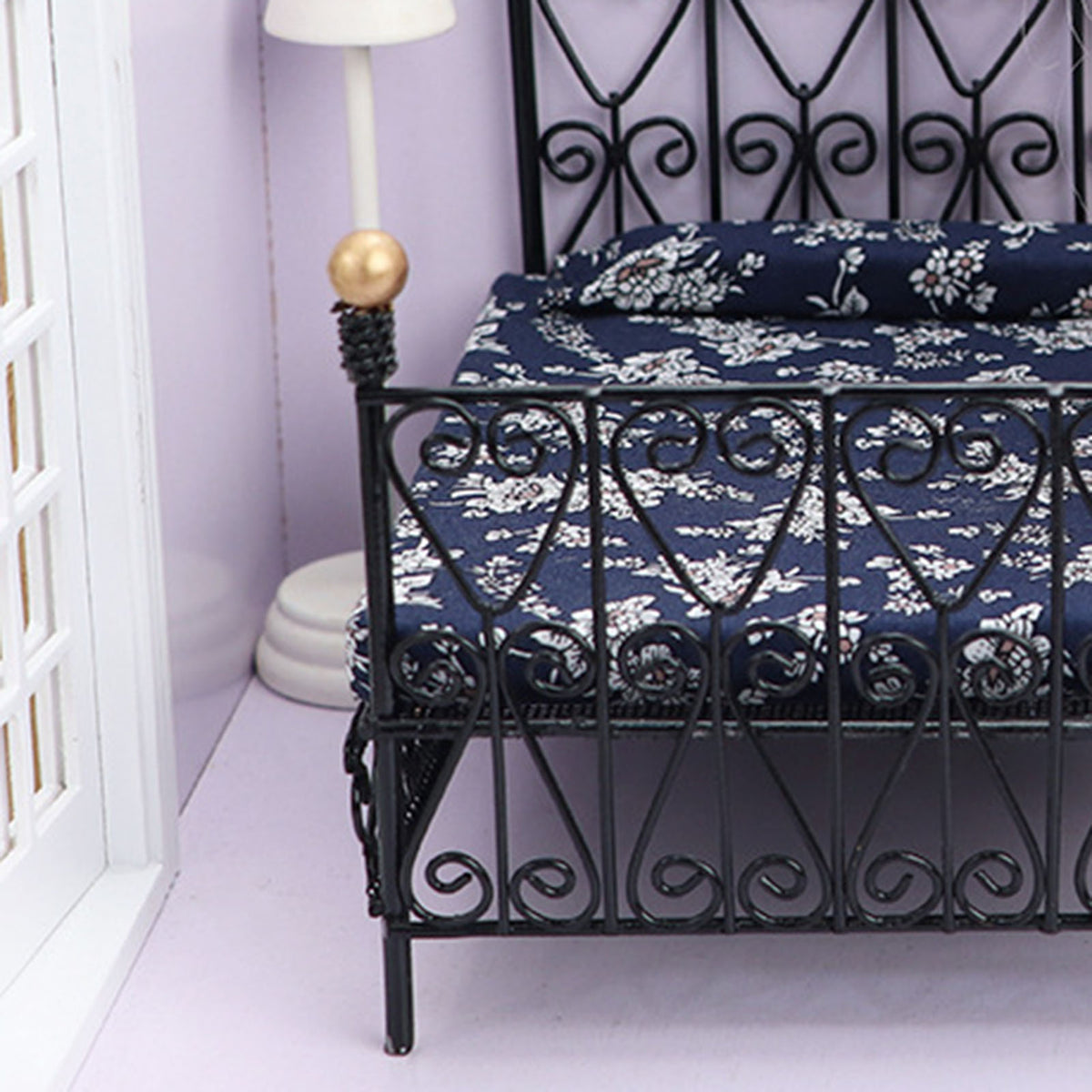 Compact Metal Dollhouse Bed P742