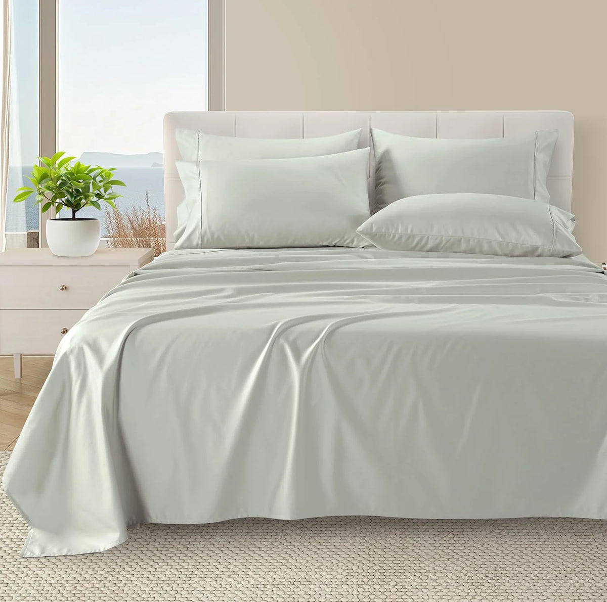Silver Queen Cotton Sheet Set with Pillowcases H93506