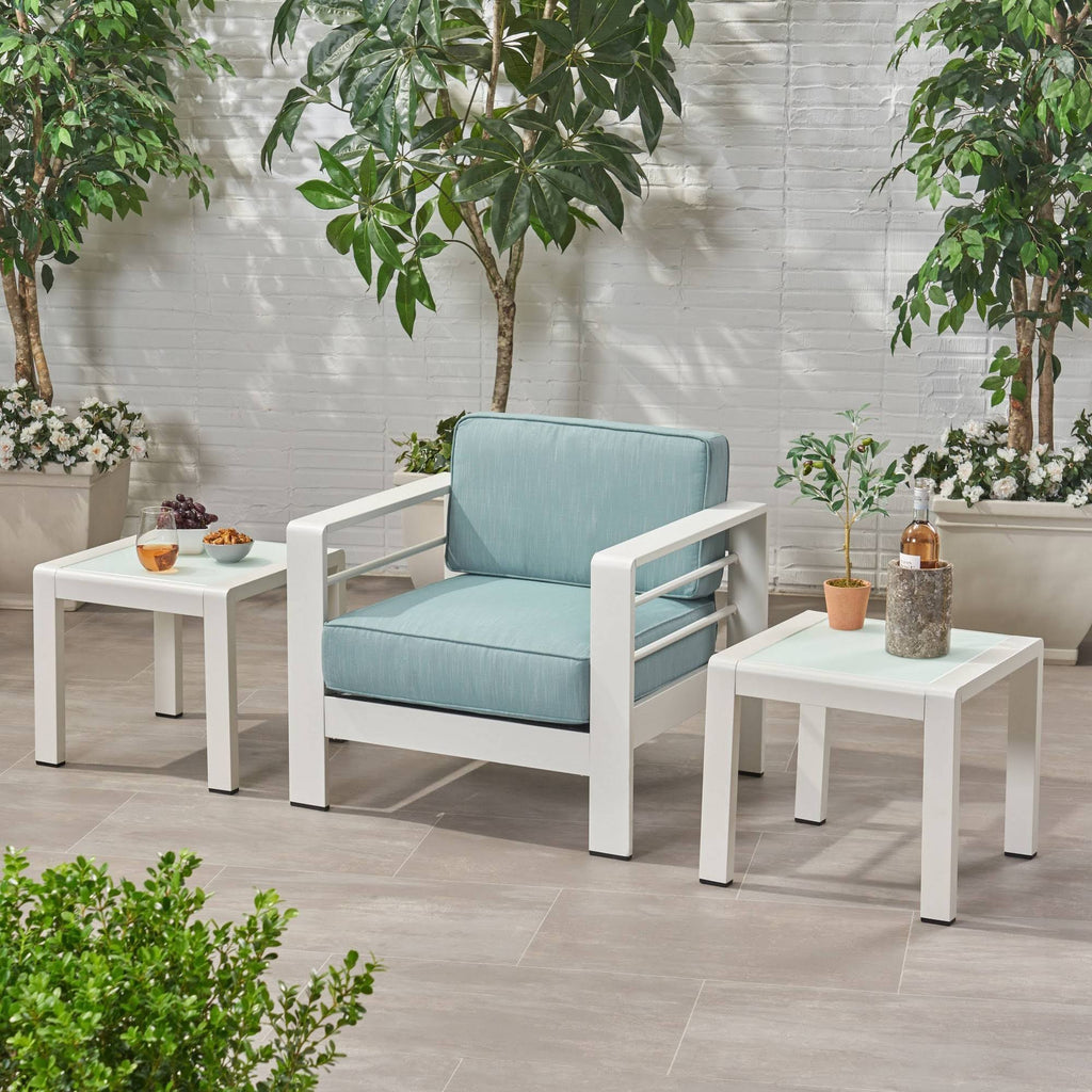 White Finish Matte White Aluminum Side Table (Set of 2) S643
